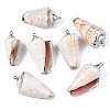 Electroplate Natural Spiral Shell Pendants SSHEL-S266-031-1