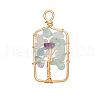 Natural Fluorite Chip Copper Wire Wrapped Pendants PW-WG397E3-04-1