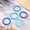 6Pcs 6 Styles 8mm Glass Round Beaded Stretch Bracelet Sets BJEW-TAC0021-6
