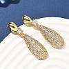 Teardrop Brass Micro Pave Cubic Zirconia Dangle Stud Earrings for Women EJEW-A132-04G-2