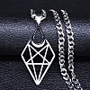 Hollow Out Diamond Moon 304 Stainless Steel Pendant Necklaces for Men Women NJEW-K283-25P-1