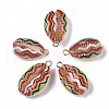 Printed Natural Cowrie Shell Pendants X-SSHEL-R047-02-C03-2