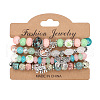 4Pcs Bohemian Style Alloy & Glass & Acrylic Charm Bracelets Set WG8E884-06-2