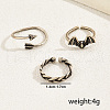 3Pcs Copper Retro Bat Toe Open Cuff Rings Sets for Women IB3086-5