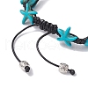 Synthetic Turquoise Starfish & Turtle Braided Bead Bracelet X-BJEW-TA00388-01-4