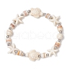 Starfish & Turtle Natural Freshwater Shell Beads Stretch Bracelets for Women BJEW-JB11922-02-2