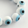 Round Handmade Evil Eye Lampwork Beads Strands X-LAMP-R114-8mm-07-1