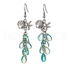 Shell with Starfish Shape Alloy Dangle Earrings EJEW-JE05622-01-1