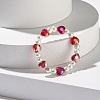 Sparkling Heart Glass Beads Stretch Bracelet for Children BJEW-JB07186-4