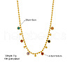 316 Surgical Stainless Steel Pave Colorful Cubic Zirconia Ball Chain Flat Round Tassel Necklaces FS-WGDEC77-01-5