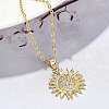 Brass Micro Pave Clear Cubic Zirconia Sun Pendant Necklaces for Women NJEW-S449-05A-G-2