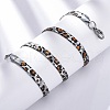 304 Stainless Steel Leopard Print Flat Snake Chain Necklaces for Women NJEW-A044-02B-P-01-2