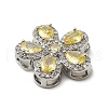 Brass Pave Cubic Zirconia 5-Petal Flower Multi-Strand Links KK-I276-30P-3