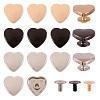 15 Sets 3 Colors Heart Zinc Alloy Rivets PURS-TA0001-01-8