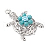 Synthetic Turquoise & Acrylic Beaded Flower Sea Animal Pendants PALLOY-JF03830-4