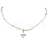 2Pcs 2 Colors Shell Pearl Bead & Glass Seed Beads Beaded Necklaces NJEW-MZ00076-3