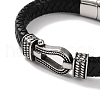 Men's Braided Black PU Leather Cord Bracelets BJEW-K243-36AS-2