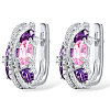 Platinum Teardrop Brass Micro Pave Cubic Zirconia Hoop Earrings FS-WG54F4B-02-2
