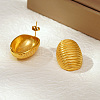 Geometric Stainless Steel Stripe Oval Stud Earrings CQ0547-4