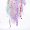 Handmade Unicorn Woven Net/Web with Feather Wall Hanging Decoration HJEW-A001-01B-3