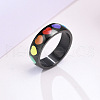 Rainbow Color Pride Flag Enamel Heart Finger Ring RABO-PW0001-035F-EB-1