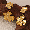 Flower 304 Stainless Steel Dangle Stud Earrings FS-WGB1EF4-01-1
