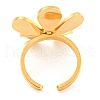 Daisy 304 Stainless Steel Enamel Open Cuff Ring for Women RJEW-Z041-01G-3