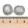 Brass Pave Natural Rainbow Moonstone Oval Multi-Strand Links G-C172-04P-3