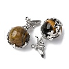 Natural Tiger Eye Round Pendants G-G207-01P-04-2