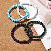 Faceted Opaque Solid Color Crystal Glass Rondelle Beads Stretch Bracelets BJEW-F072-M-1
