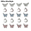 20Pcs 5 Styles Platinum Alloy Crystal Rhinestone Pendants ALRI-YW0001-22-2