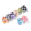 Resin Tartan Pattern Cuff Ring RJEW-T022-010-3