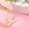 304 Stainless Steel Sun and Smiling Face Pendant Double Layer Necklaces for Women NJEW-A045-14G-2