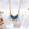 304 Stainless Steel Cubic Zirconia Butterfly Pendant Necklaces NJEW-Z057-05A-G-3