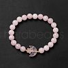 Natural Rose Quartz Moon and Star Beaded Stretch Bracelet for Women G-G997-C05-3
