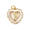 Brass Pave Natural White Shell Religion Pendants KK-S522-23G-B-1