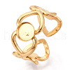 Hollow Heart 304 Stainless Steel Cuff Ring Components STAS-T066-10G-1