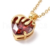 Cubic Zirconia Heart Pendant Necklace with 304 Stainless Steel Cable Chains for Women NJEW-H164-01A-2