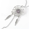 Woven Net/Web with Feather 316 Surgical Stainless Steel Anklets AJEW-AN00135-4