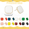 ANATTASOUL 8 Pairs 8 Colors Alloy Enamel Square Stud Earrings with 925 Sterling Silver Pins EJEW-AN0004-71-2