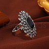 Luxury Vintage Square Alloy Rhinestone Cuff Ring for Women UW1995-5