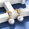 304 Stainless Steel Plastic Pearl Round Dangle Stud Earrings EJEW-V008-01G-4