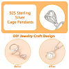 BENECREAT 1Pc Rhodium Plated 925 Sterling Silver Cage Pendants STER-BC0002-42P-4