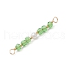 7Pcs 7 Styles Baking Paint Rondelle Glass & Shell Pearl Beaded Connector Charms PALLOY-JF03701-5