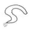 304 Stainless Steel Heart Pendant Rolo Chain Necklaces for Women NJEW-Q028-06P-2