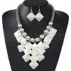 Alloy Rhombus Tassel Pendant Necklace & Dangle Earrings Sets FS-WG53DC8-02-1