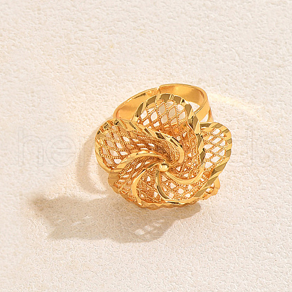 Elegant 3D Rose Adjustable Brass Cuff Rings for Women LX4476-3-1