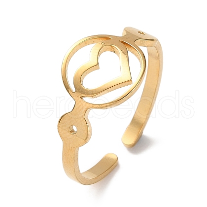 Golden 304 Stainless Steel Open Cuff Rings RJEW-P091-01F-G-1