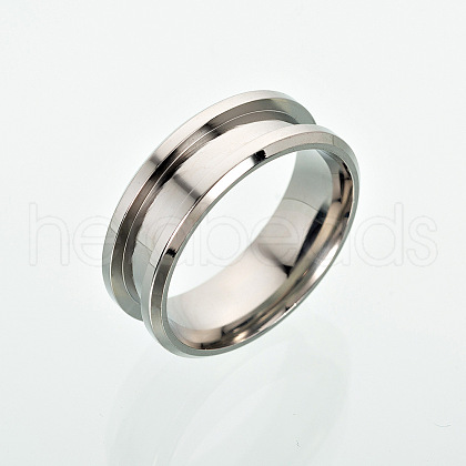 Non-Tarnish 201 Stainless Steel Grooved Finger Ring Settings MAK-I017-01D-S-1