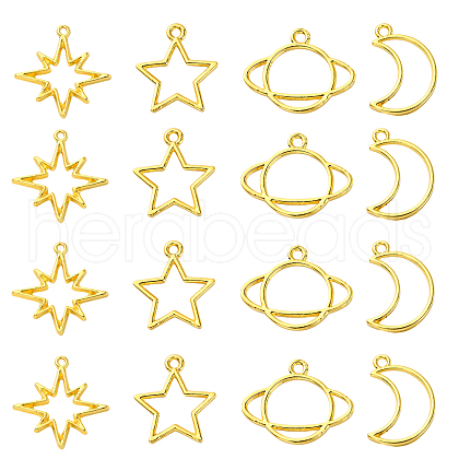 20Pcs 4 Style Alloy Open Back Bezel Pendants PALLOY-CJ0002-11-1